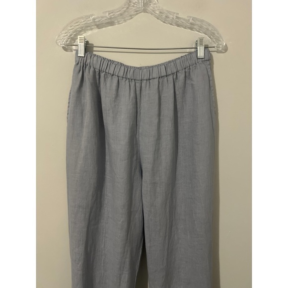 Flax Pants Women’s Medium Blue Linen Pull On Boho Lagenlook - Picture 5 of 14